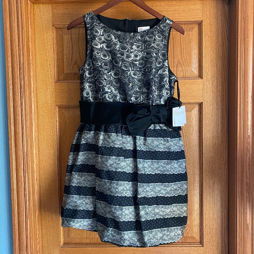 NWT $1500 Red Valentino Black Floral Puffer Circle Dress Size 6